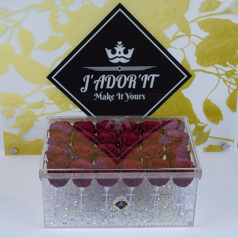 24 Rose Stem - Deep Red Sparkle Roses Jadorit