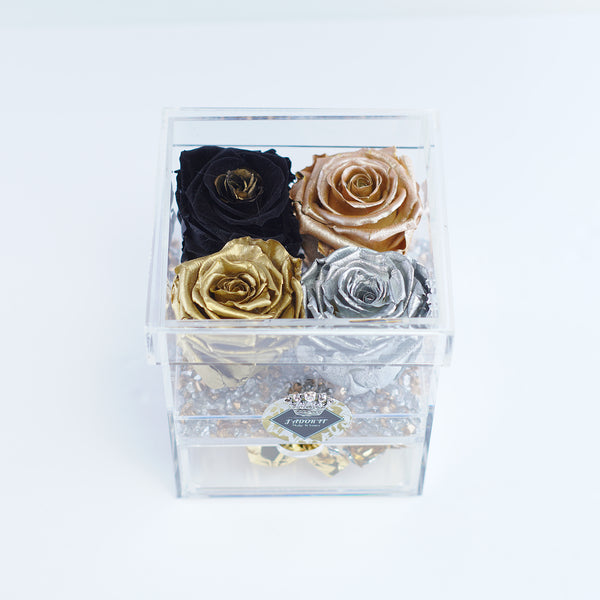 4 Rose Square with Drawer - Metallic Roses Jadorit