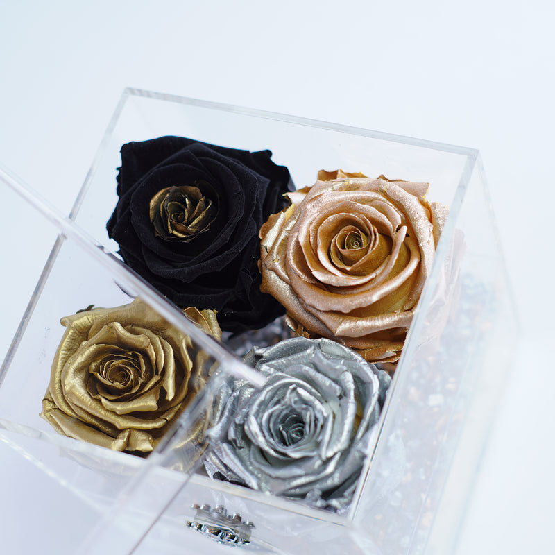 4 Rose Square with Drawer - Metallic Roses Jadorit