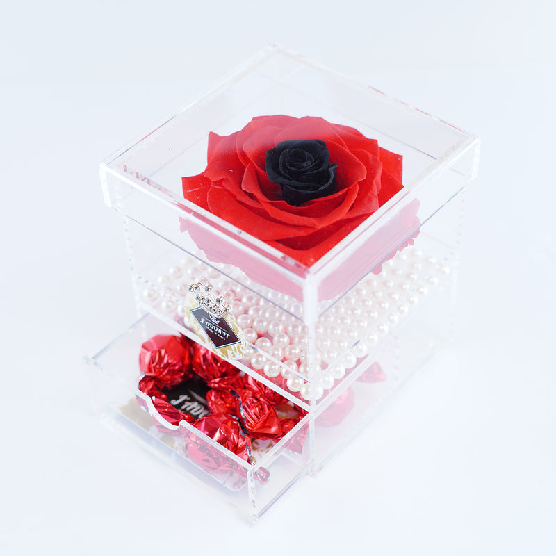 Single Deluxe Jumbo Red Rose with Black Center Jadorit