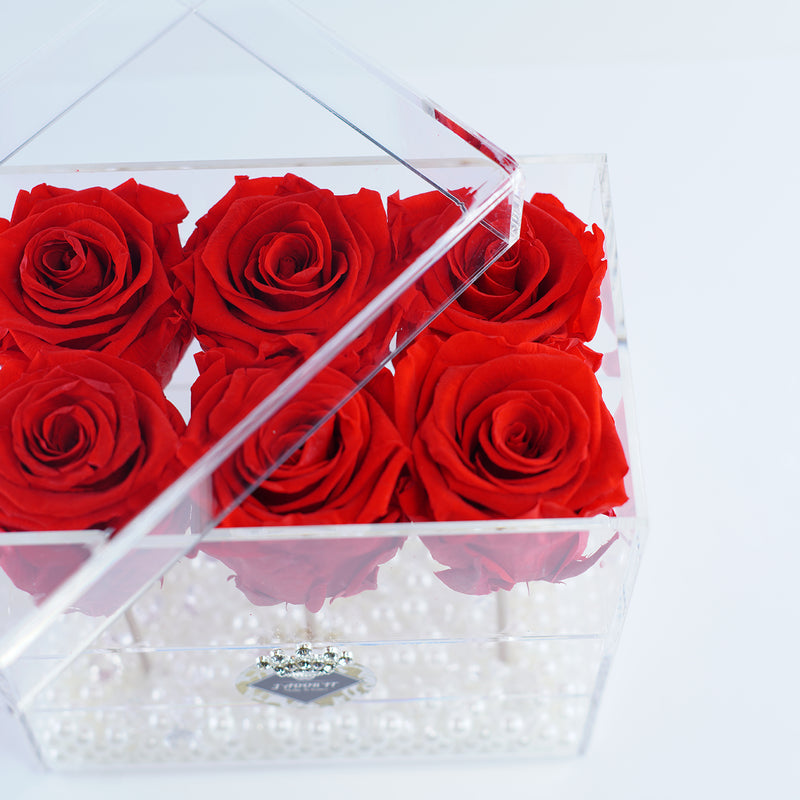 6 Rose Stem - Red Roses Jadorit