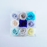 4 Rose Square with Drawer- Cool Color Palette set of 9 tea roses in 4 Rose Square Jadorit