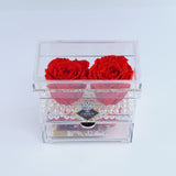 2 Rose Square with Drawer - Deluxe Red Garden Roses Jadorit