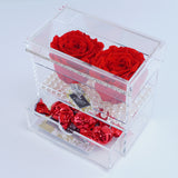 2 Rose Square with Drawer - Deluxe Red Garden Roses Jadorit