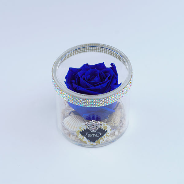 Single Rose Round - Royal Blue Ocean Rose Jadorit