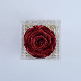 Single Rose Square with Drawer - Red Sparkle Rose Jadorit