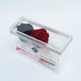 3 Rose Square with Drawer - Black, Red & White Rose Jadorit