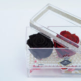 3 Rose Square with Drawer - Black, Red & White Rose Jadorit