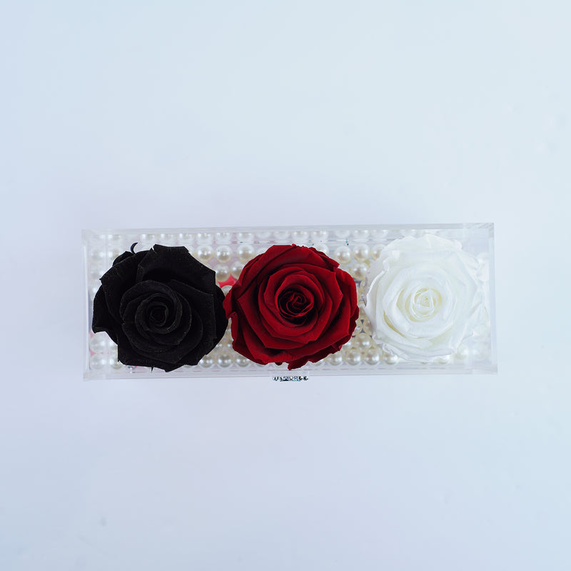 3 Rose Square with Drawer - Black, Red & White Rose Jadorit