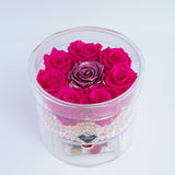 8 Rose Round with Drawer - Hot Pink Roses Jadorit