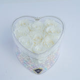 9 Rose Heart - Angelic White Roses Jadorit