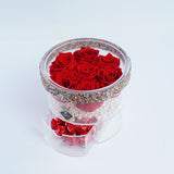 8 Rose Round with Drawer - Deluxe Red Roses Jadorit