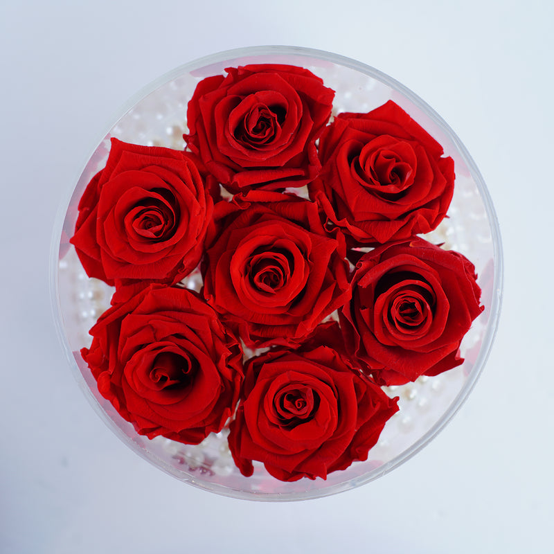 8 Rose Round with Drawer - Deluxe Red Roses Jadorit