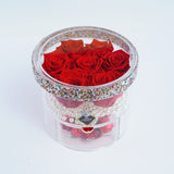 8 Rose Round with Drawer - Deluxe Red Roses Jadorit