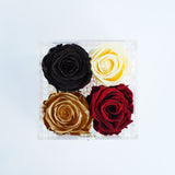 4 Rose Square with Drawer - Metallic Gold, Red, Black and Crème Rose Jadorit