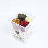 4 Rose Square with Drawer - Metallic Gold, Red, Black and Crème Rose Jadorit