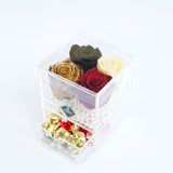 4 Rose Square with Drawer - Metallic Gold, Red, Black and Crème Rose Jadorit