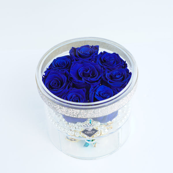 8 Rose Round with Drawer - Royal Blue Roses Jadorit