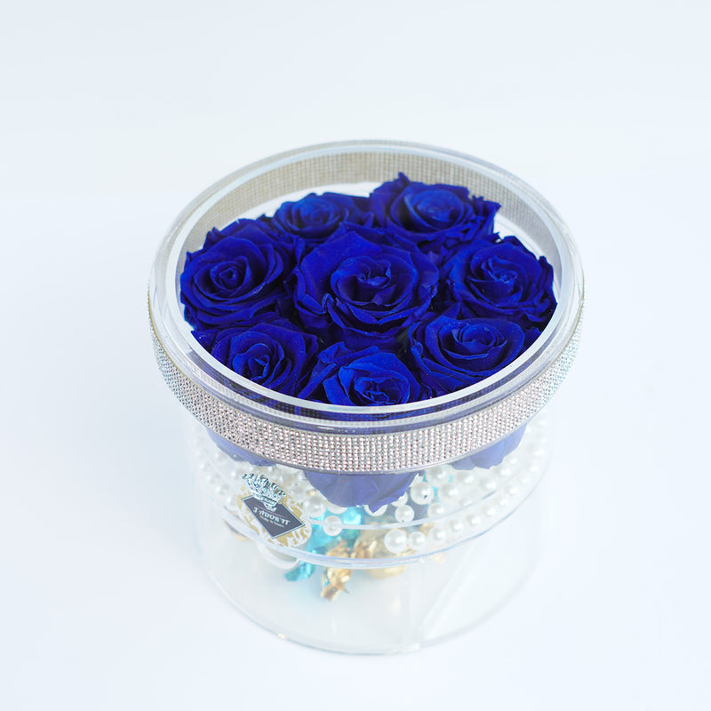 8 Rose Round with Drawer - Royal Blue Roses Jadorit