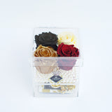 4 Rose Square with Drawer - Metallic Gold, Red, Black and Crème Rose Jadorit