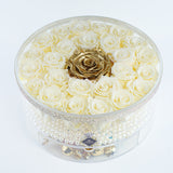 28 - 32 Deluxe Rose Round with Drawer - Ivory Gold Jadorit