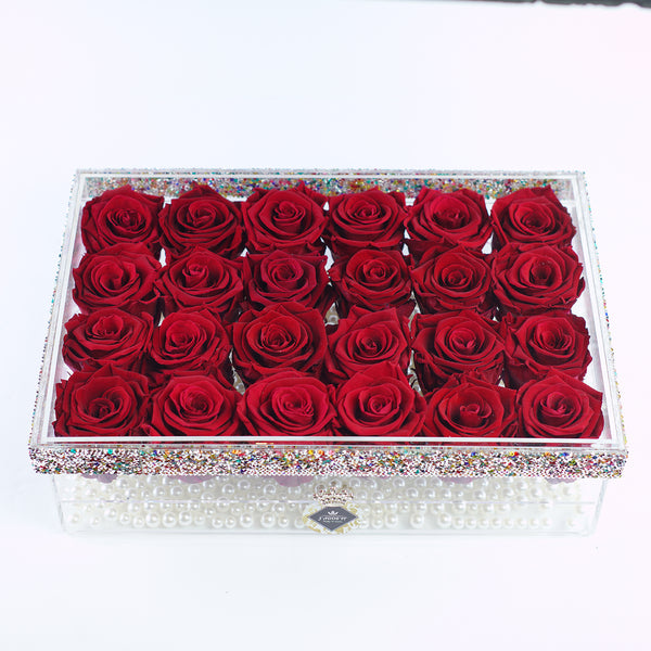 24 Rose Square - Dark Ruby Red Roses Jadorit