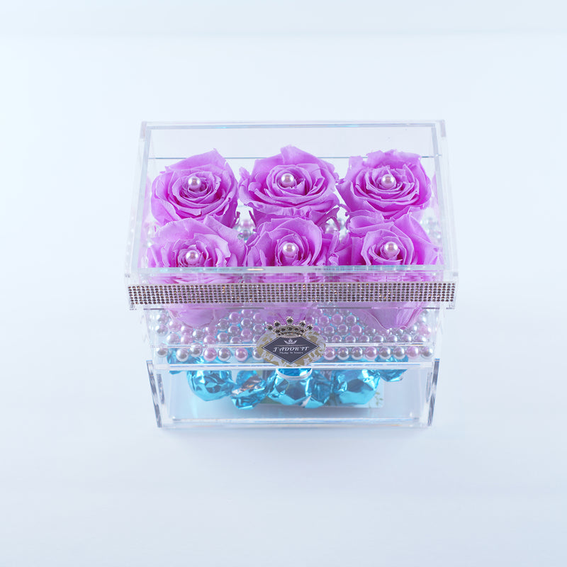 6 Rose Square with Drawer - Orchid Pearl Roses Jadorit