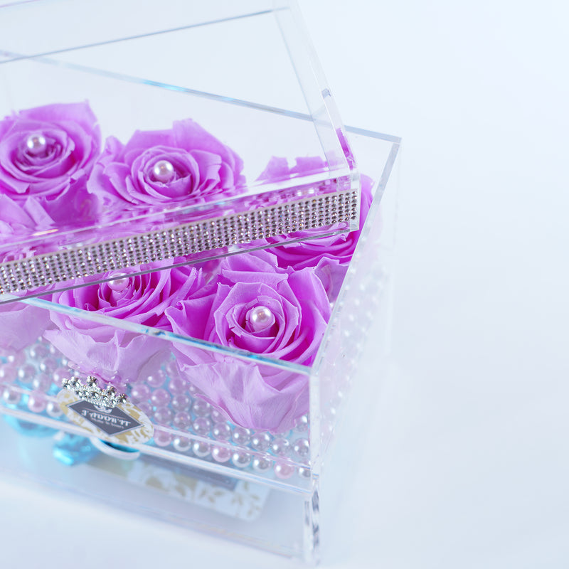 6 Rose Square with Drawer - Orchid Pearl Roses Jadorit