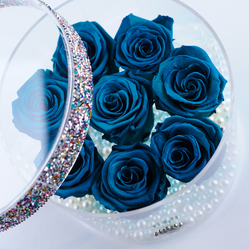 8 Rose Round - Teal Blue Roses Jadorit