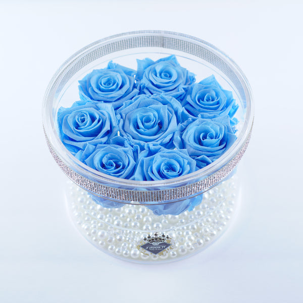 8 Rose Round - Azure Cornflower Blue Roses Jadorit