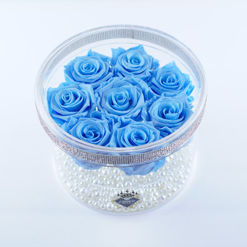 8 Rose Round - Azure Cornflower Blue Roses Jadorit