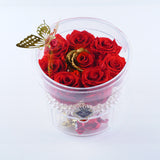 8 Rose Round with Drawer - Red Roses with Gold Leaf  Jadorit