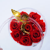 8 Rose Round with Drawer - Red Roses with Gold Leaf Jadorit