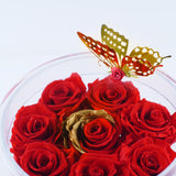 8 Rose Round with Drawer - Red Roses with Gold Leaf Jadorit