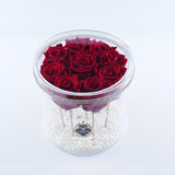 9 Rose Round Stem- Deep Red Roses Jadorit