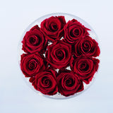 9 Rose Round Stem- Deep Red Roses Jadorit