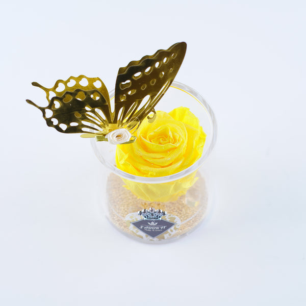 Single Rose Round - Sunshine Shimmer Yellow Rose Jadorit