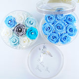 8 Rose Round - Azure Cornflower Blue Roses Jadorit