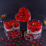 8 Rose Round with Drawer - Red Roses with Gold Leaf Jadorit